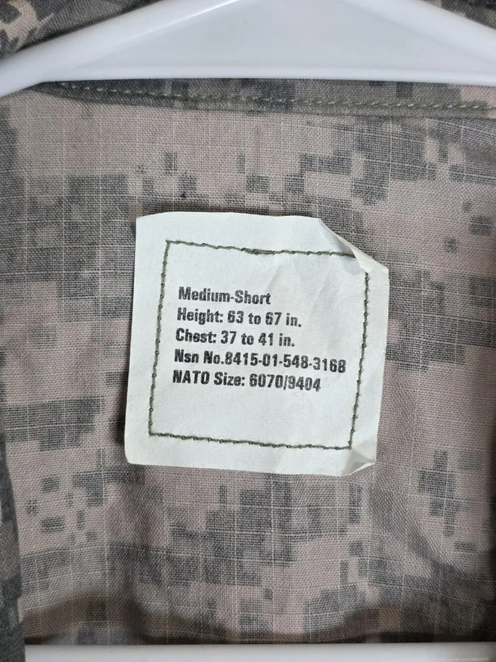 US Army Combat Uniform Jacket Mens Medium Short Flame Resistant ACU Camo